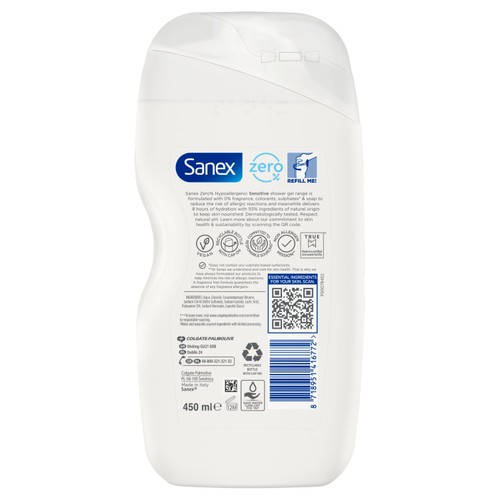 Sanex Zero% Sensitive Skin Gentle Body Wash Shower Gel