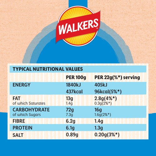 Walkers Baked Cheese & Onion Multipack Snacks Crisps 6 x 22g