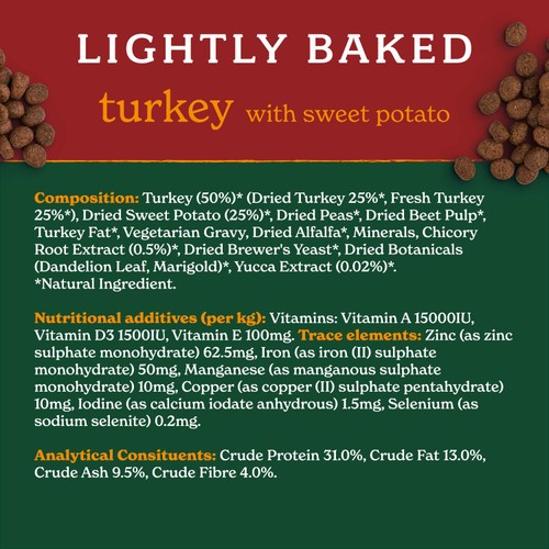 Forthglade Lightly Baked Dry Dog Food Turkey with Sweet Potato