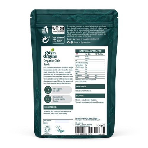 Green Origins Organic Raw Chia Seeds