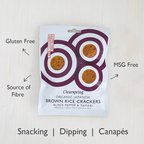 Clearspring Organic Japanese Brown Rice Crackers - Black Pepper & Tamari