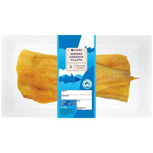 Ocado 2 MSC Smoked Haddock Fillets Skin On & Boneless