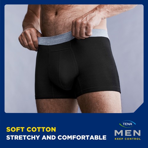 Tena Men Washable Incontinence Boxer Black Size Large