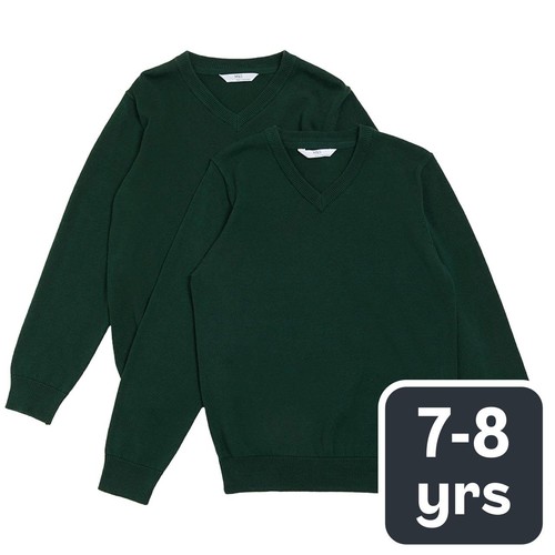 M&S Unisex 2Pk Cotton Jumper with Staynew 7-8 Y