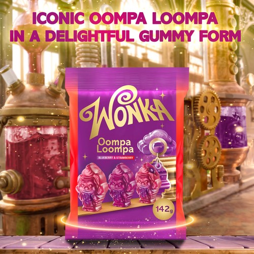 Wonka Gummies Oompa Loompa Blueberry and Strawberry Sweets