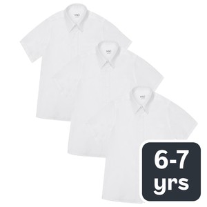 M&S Girls Slim Fit Easy Iron School Blouses, 6-7 Years, White