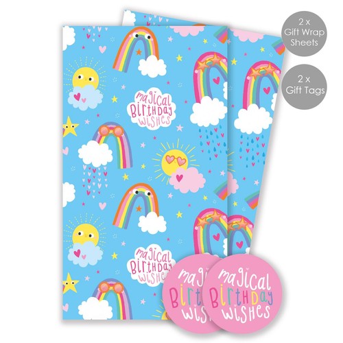 Birthday Rainbows Gift Wrap Sheets & Tags