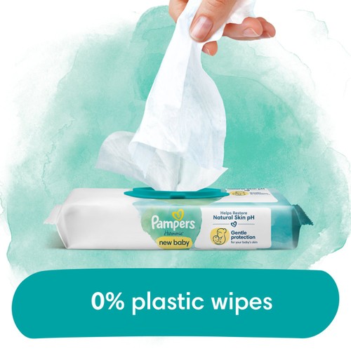 Pampers Harmonie New Baby Plastic Free Baby Wipes X4