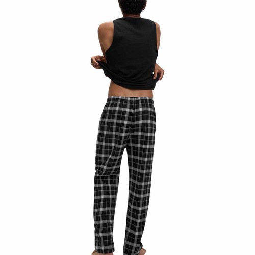 M&S Mens Brushed Cotton Checked Pyjama Bottoms, M, Black
