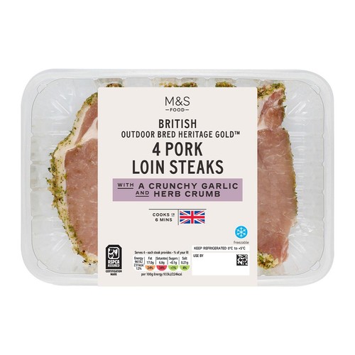 M&S Heritage Gold Outdoor Bred Garlic & Herb Crusted Loin Steaks