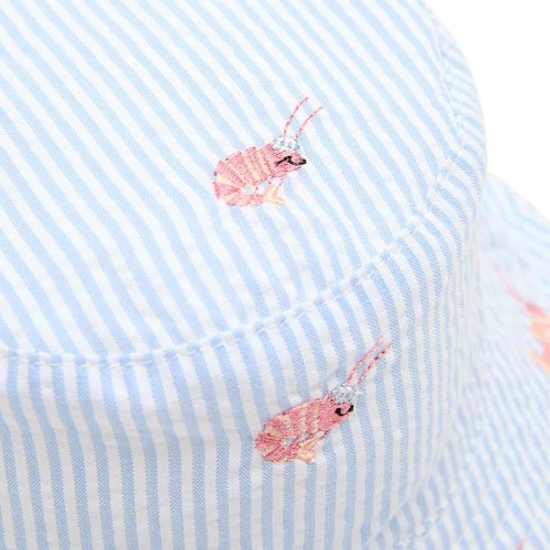 M&S Baby Coastal Shrimp Stripe Bucket Hat, 3-6 Months, Blue