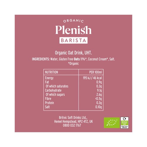 Plenish Organic Oat Barista Milk Long Life