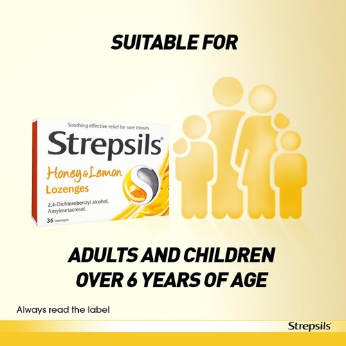 Strepsils Honey & Lemon Lozenges for Sore Throat 