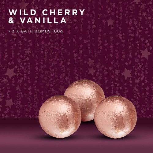 Baylis & Harding Wild Cherry & Vanilla Bath Bomb Trio