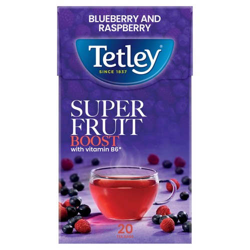 Tetley Super Fruit Tea Boost Blueberry & Raspberry Tea Bags