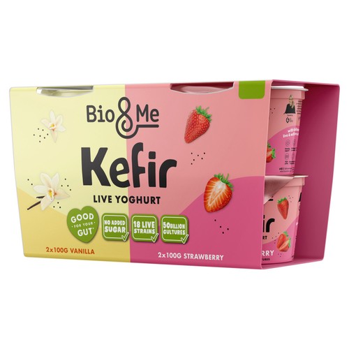 Bio&Me Strawberry & Vanilla Mixed Kefir Yoghurt Multipack
