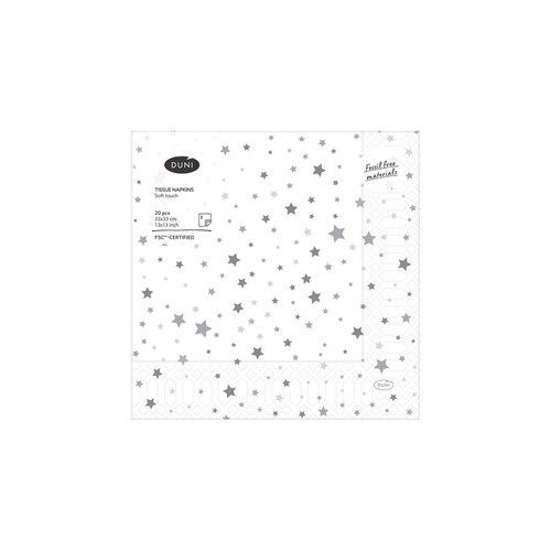 Silver Stardust 33cm 3-Ply Paper Napkins