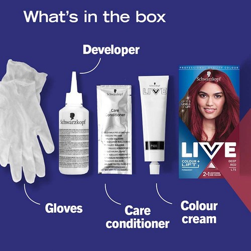 Schwarzkopf LIVE, Long-Lasting Permanent Red Hair Dye Deep Red L75