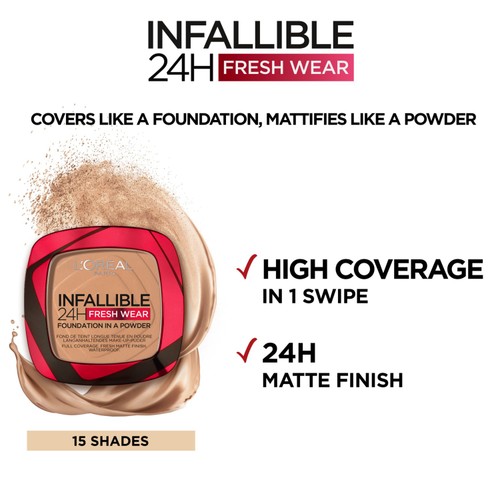 L'Oreal Paris Infallible 24H Foundation in a Powder, Shade 375 Deep Amber