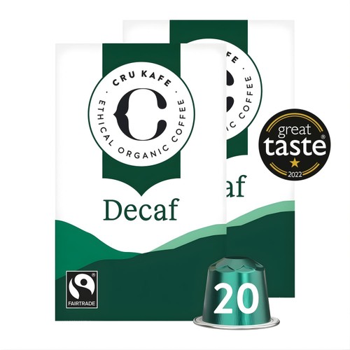 CRU Kafe Organic Fairtrade Decaf Pods 20s