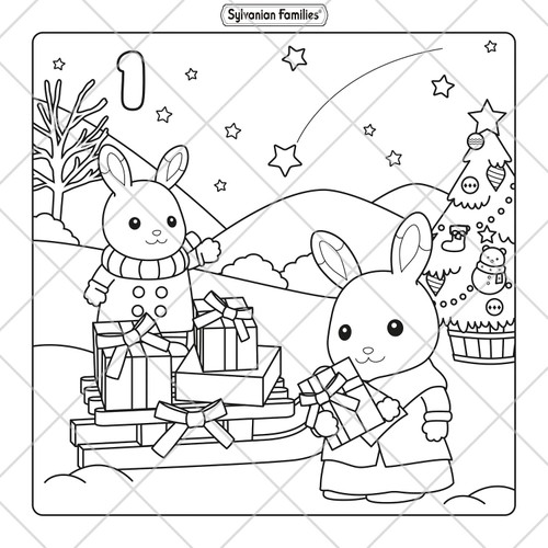 Sylvanian Families Cosy Christmas Adorable Advent Calendar Colouring