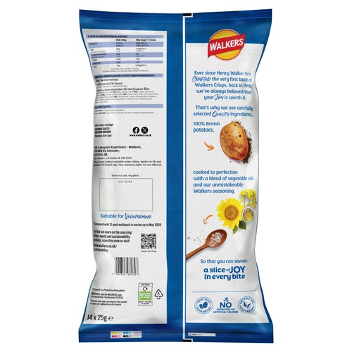 Walkers Cheese & Onion Multipack Crisps 12 x 25g