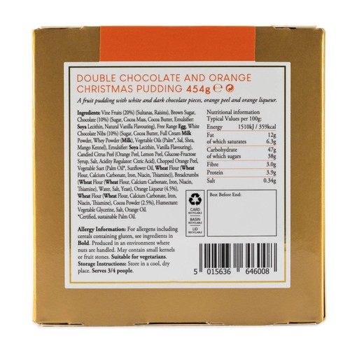 The Carved Angel Double Chocolate & Orange Christmas Pudding, Serves 3-4