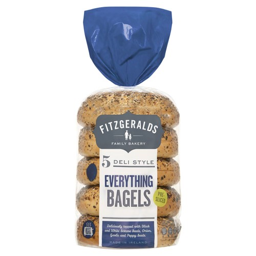 Fitzgeralds 5 Pre Sliced Everything Bagels