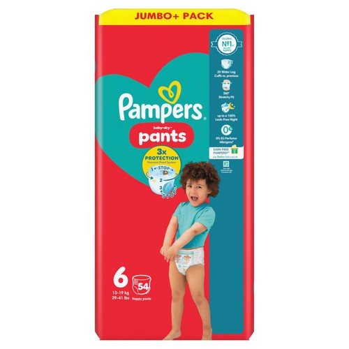 Pampers Baby-Dry Nappy Pants, Size 6 15kg+ Jumbo Pack