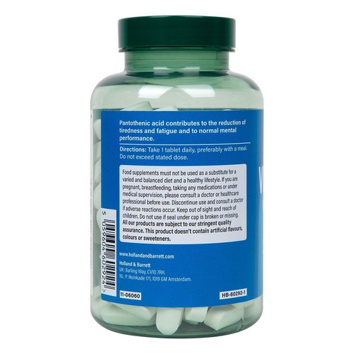 Holland & Barrett Slow Release B5 Panthothenic Acid 500mg Vegan Tablets