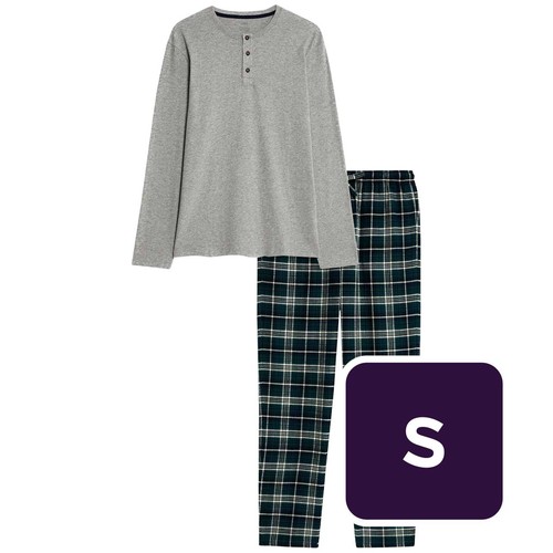 M&S Cotton Pyjama Set, S, Grey