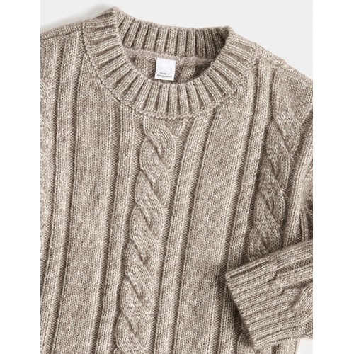 M&S Cable Knit Jumper, 12-18 Months, Oatmeal