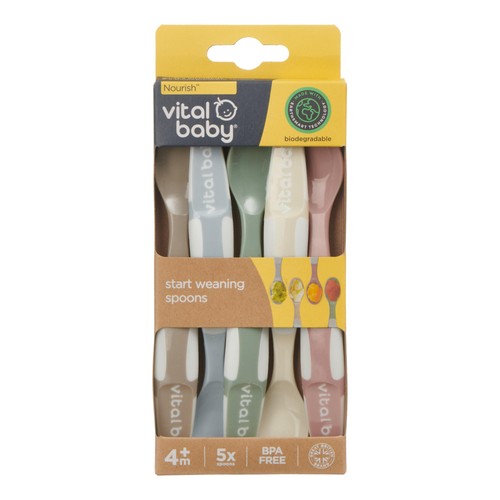 Vital Baby Nourish Start Weaning Spoons 5pk - natural