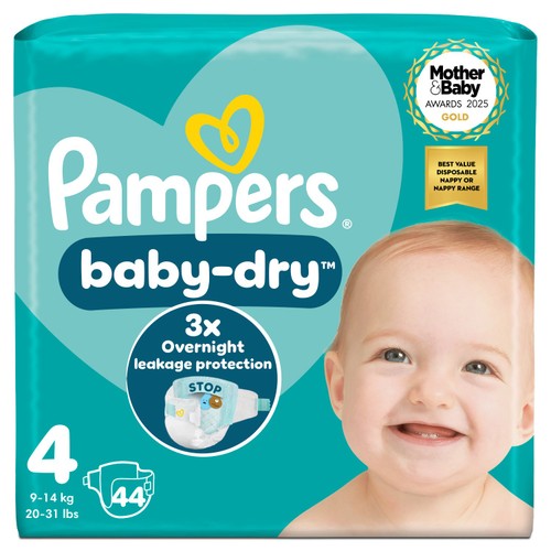 Pampers Baby-Dry Nappies, Size 4 (9-14kg) Essential Pack