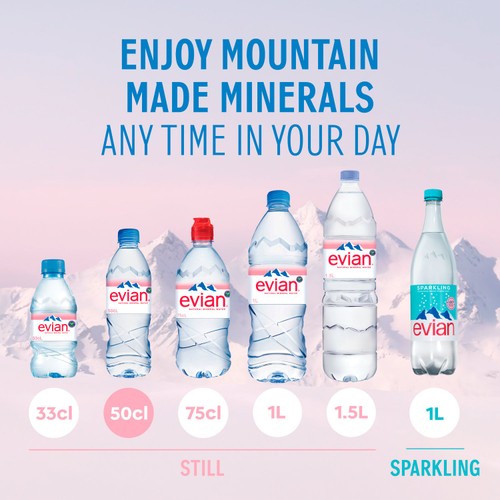 Evian Still Natural Mineral Spring Bottled Water Multipack