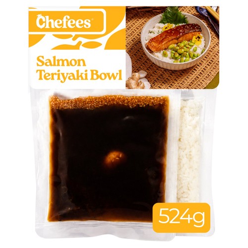 Chefees Salmon Teriyaki Bowl with Japanese Rice & Edamame