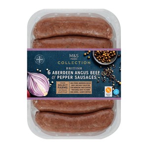 M&S Collection British 6 Aberdeen Angus Beef & Pepper Sausages