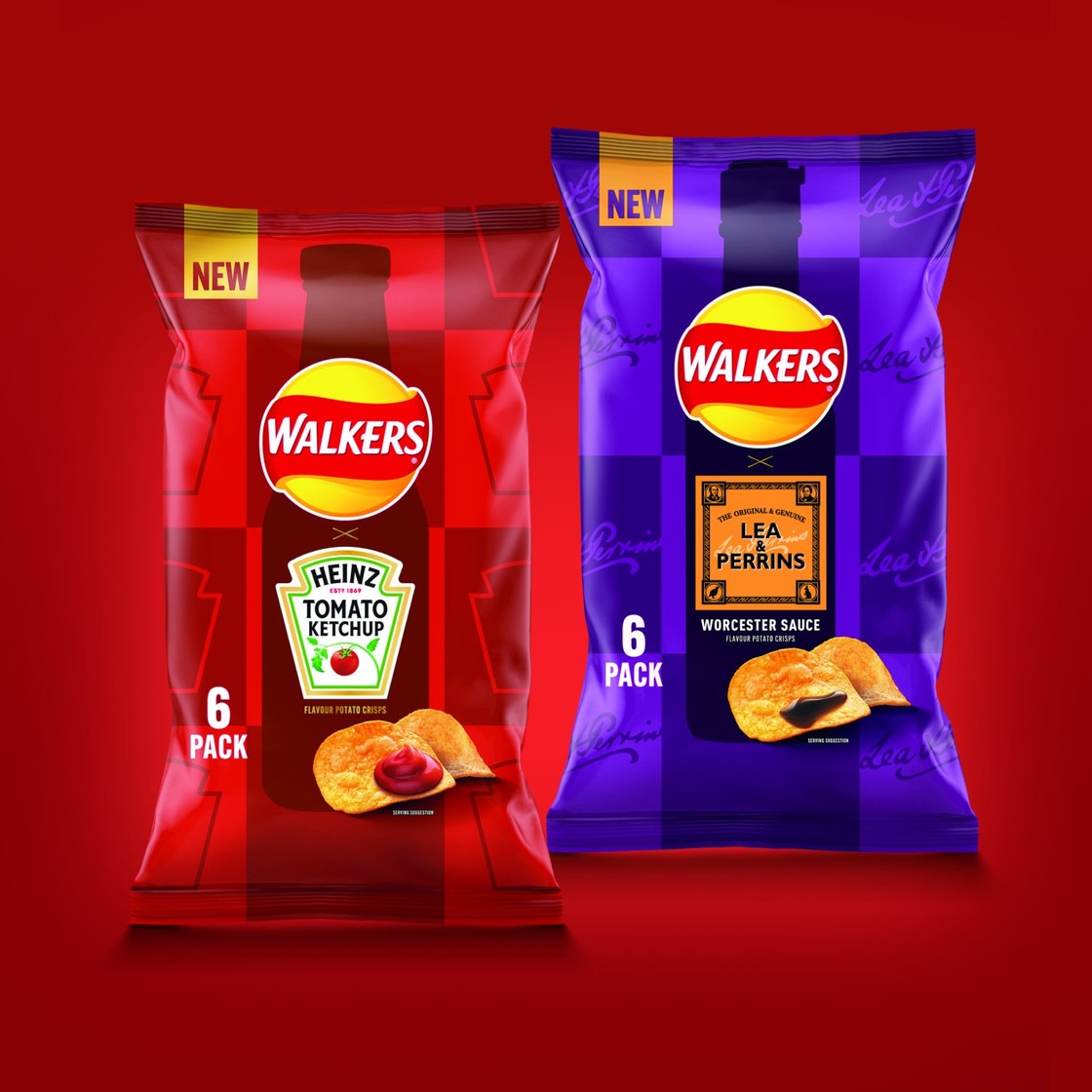 Walkers Tomato Ketchup Crisps Multipack - 6 Bags Of 25g, Made With British Potatoes