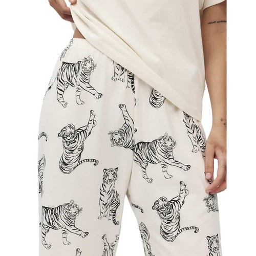 M&S Womens Pure Cotton Printed Pyjama Set, Medium, Ivory