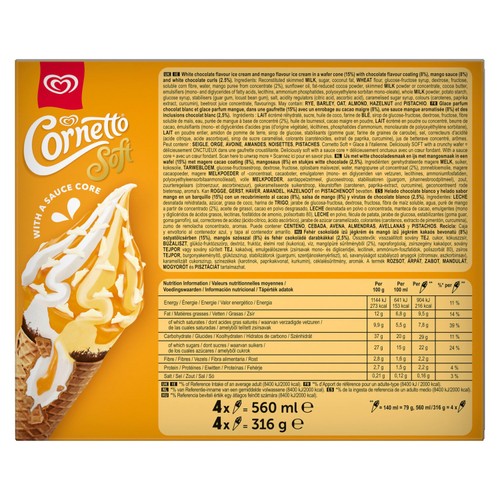 Cornetto Soft Mango & White Chocolate Ice Cream Cones