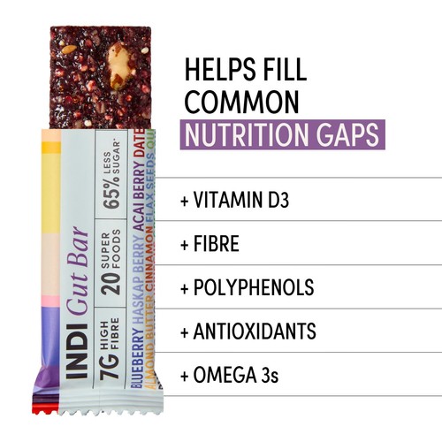 INDI Gut Bar Berry and Nut High Fibre Snack