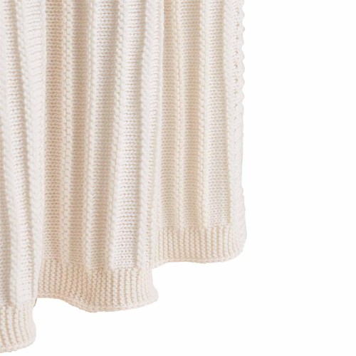 M&S Ribbed Knitted Throw, Ecru