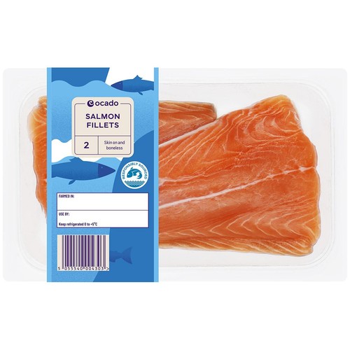 Ocado 2 Salmon Skin On Mid/Tail Fillets