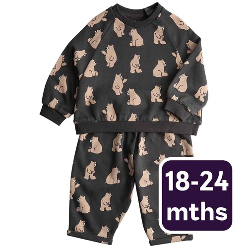M&S Boys 2pc Bear Joggers Outfit, 18-24 M, Grey