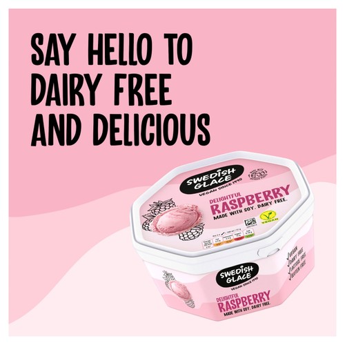 Swedish Glace Delightful Raspberry Non Dairy Vegan Ice Cream Tub