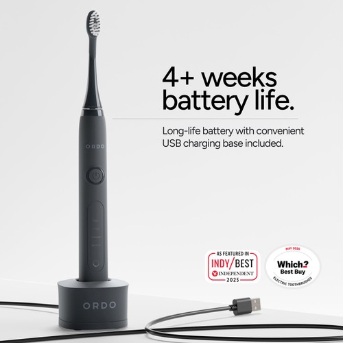 Ordo Sonic+ Toothbrush & Charging Travel Case - Charcoal Grey