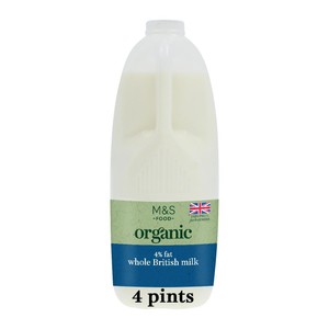 M&S Organic Whole Milk 4 Pints