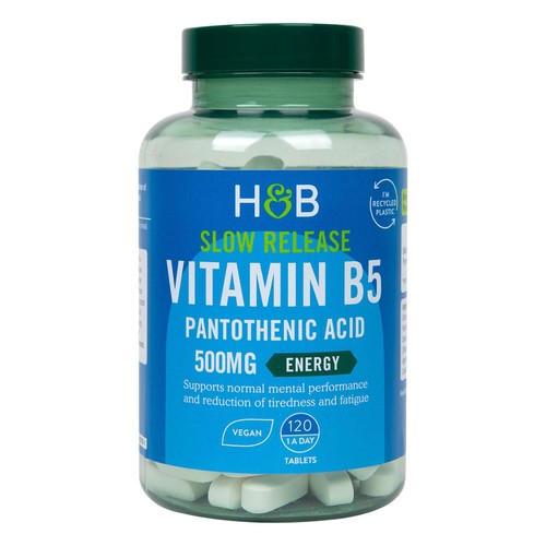 Holland & Barrett Slow Release B5 Panthothenic Acid 500mg Vegan Tablets