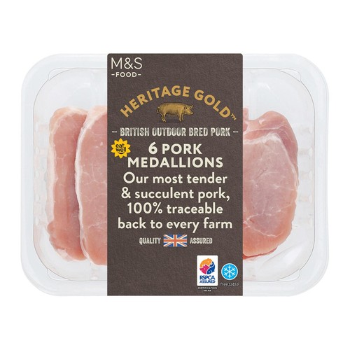 M&S Heritage Gold British Outdoor Bred 6 Pork Medallions