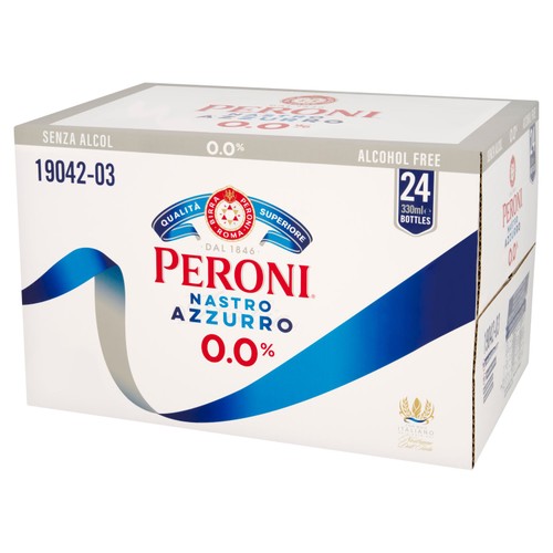 Peroni Nastro Azzurro 0% Alcohol-Free Beer Lager Bottles